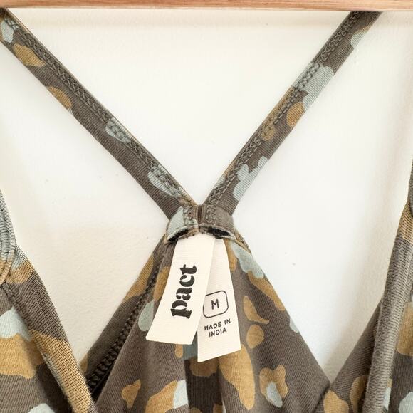 Pact Fit and Flare Racerback Organic Cotton Mini Dress in Green Leopard Print - Picture 3 of 8